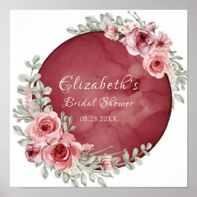 Póster Rosa Rubor Rosa Chic Flor Perenne de Boda (Frente)