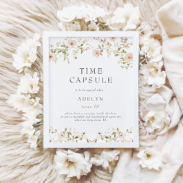 Póster Rosa silvestre Bebé primer cumpleaños Rótulo de la