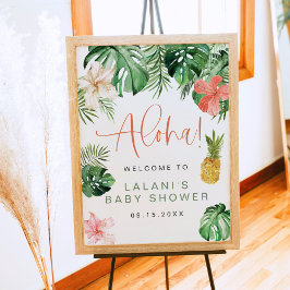 Póster Rosa tropical LALANI Hibiscus Luau Baby Shower