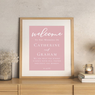 Póster Rosa turbio Boda de tipografía femenina rosa
