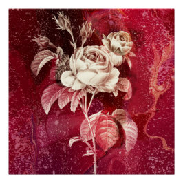 Póster ROSA ÚNICA sobre fondo rojo
