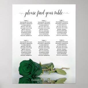 Póster Rosa verde esmeralda 6 Tabla de asientos Boda de m
