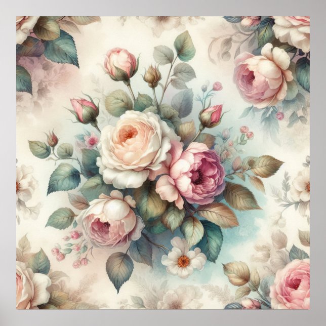 Póster Rosa Vintage Chic (Frente)