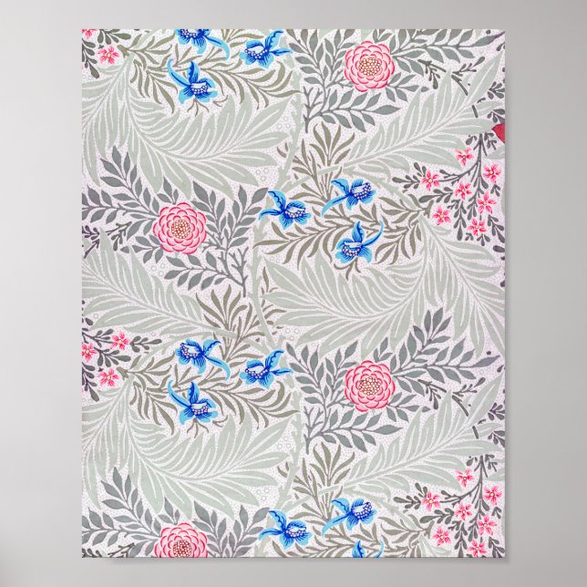 Póster Rosa y Larkspur, William Morris (Frente)