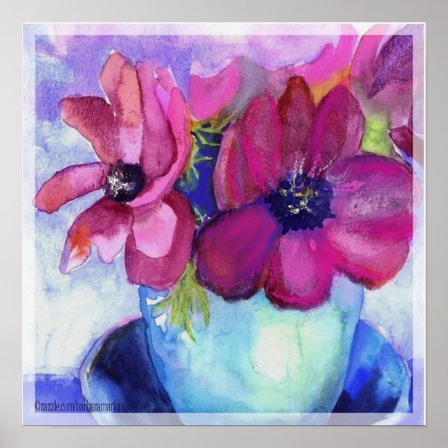 Póster rosa y morado anemónico (Frente)