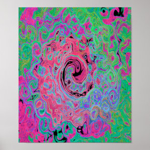 Póster Rosa y Verde Lima Groovy Abstracto Retro Torbellin