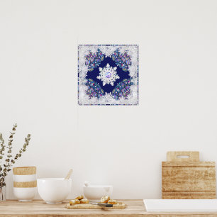 Póster Rosada azul y copo de nieve