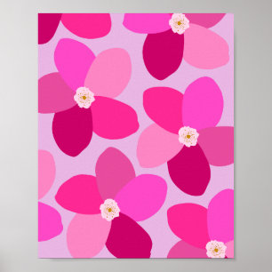 Póster Rosado caliente retro floral