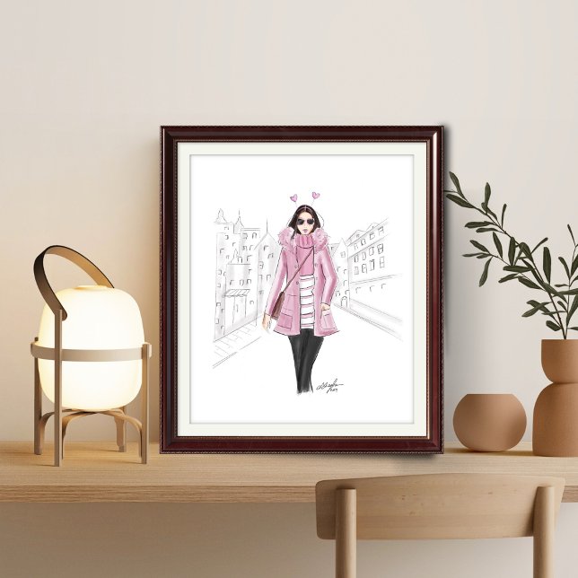 Póster rosado, imprimible, boceto de moda, (Subido por el creador)
