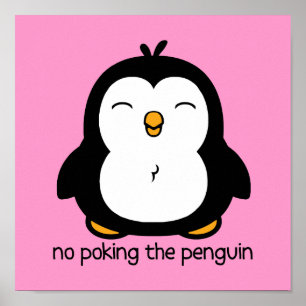 Póster Rosado, No Golpear Al Pingüino