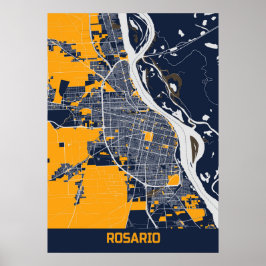 Póster Rosario - Argentina Mapa de la ciudad de Bluefresh
