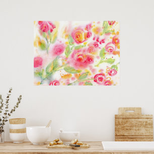 Póster Rosas abstractos de la acuarela