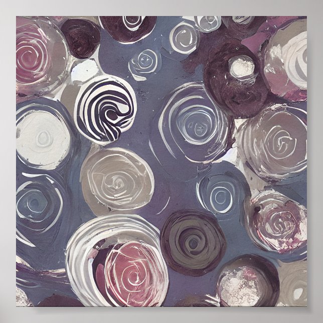 Póster Rosas abstractos de tonos silenciados (Frente)