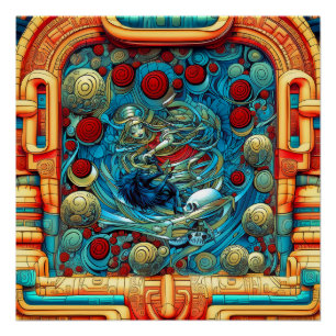 Póster Rosas abstractos Witchy Colorful AI Art Semi-Gloss