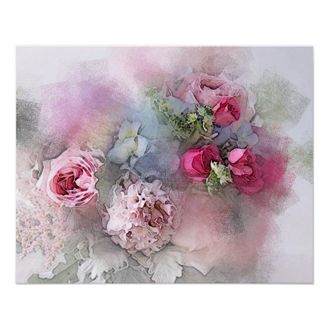 Póster Rosas acuáticos modernos flores elegancia floral (Anverso)