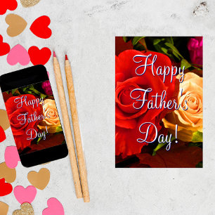 Póster Rosas amarillos rojos felices del día de padre