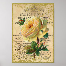 Póster Rosas antiguos Perfume Butterflies