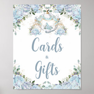 Póster Rosas Azules Bebé Carruaje Princesa Tarjetas y Reg