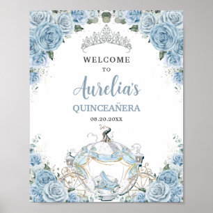 Póster Rosas azules bebés Princesa Carriage QUINCEAÑERA 1