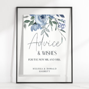 Póster Rosas Azules Polvorientas Flores Consejos y Deseos