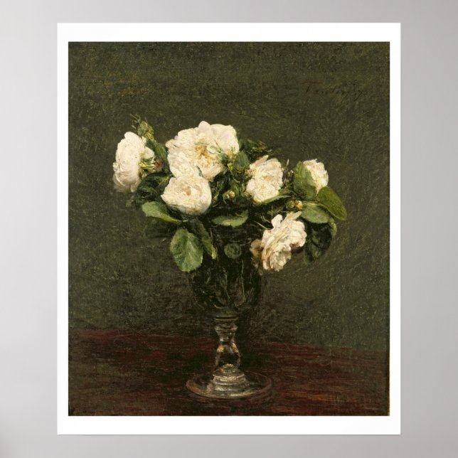 Póster Rosas blancas, 1875 (aceite sobre lienzo) (Frente)