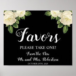 Póster Rosas blancas | Favorece el Rótulo Boda de ducha d