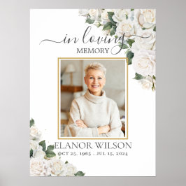 Póster Rosas Blancas Imagen Floral Funeral Memorial Foto