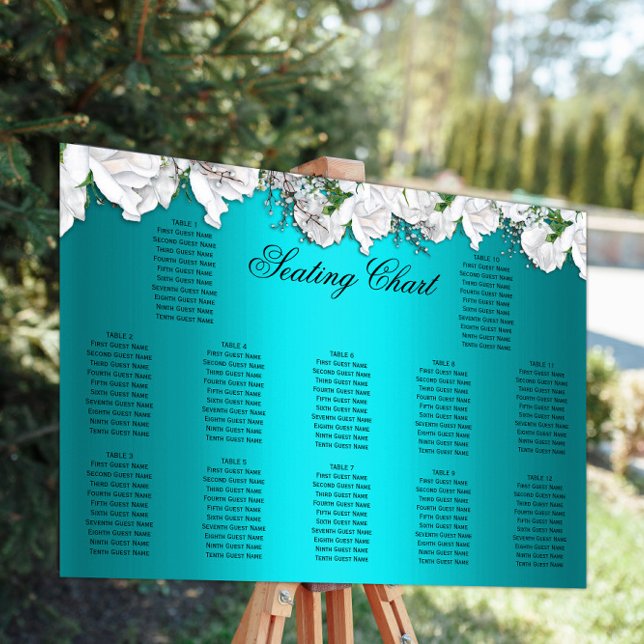 Póster Rosas blancas y Boda floral Aqua (Subido por el creador)
