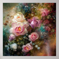 Rosas Blancas Y Rosa Blancas Vintage Pintadas