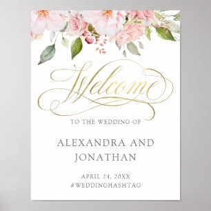 Póster Rosas bonitos   Bienvenida del Boda de oro floral 