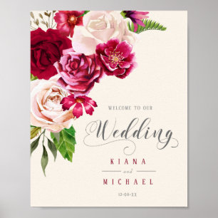 Póster Rosas Borgoña/Crema Boda de bienvenida ID584