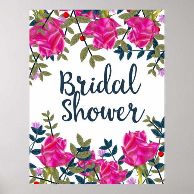 Póster Rosas Bridal Shower Vintage (Frente)