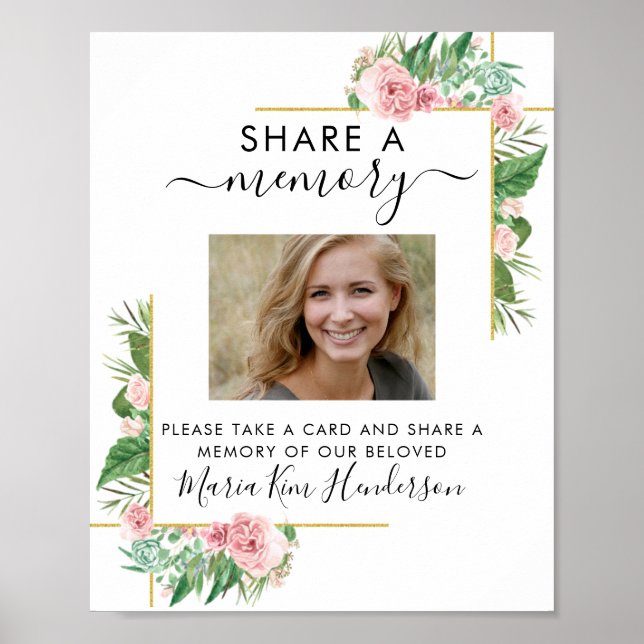 Póster Rosas Comparten un Signo de Funeral de Memoria Mem (Frente)