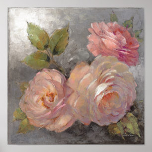 Póster Rosas con gris