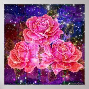 Póster Rosas con Poster Sparkles