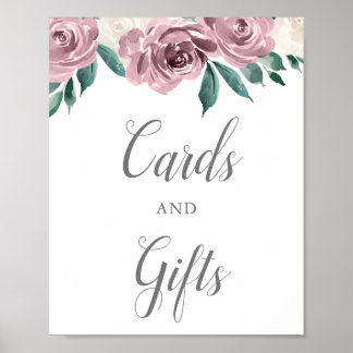 Póster Rosas de acuarela malva tarjetas y regalos florale