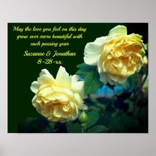 Póster Rosas de amor Flores Boda personalizado