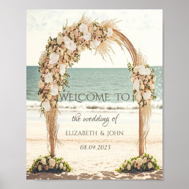 Póster Rosas de Beach Wedding Arbor (Frente)