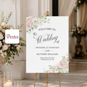 Póster Rosas de bienvenida de boda de suave elegancia