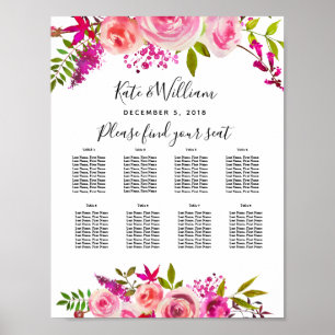 Póster rosas de color rosa cristalino fiesta/boda del pla