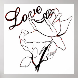 Póster Rosas de Corazón de Amor Verdadero Día de San Vale