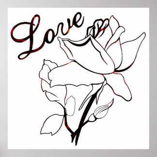 Póster Rosas de Corazón de Amor Verdadero Día de San Vale