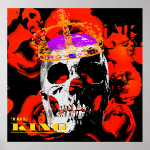 Póster Rosas de Edgy King Skull Crown