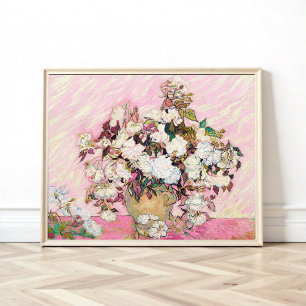 Póster Rosas de época en un jarrón, Van Gogh