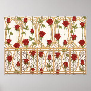 Póster Rosas de época, patrón sin fisuras, antecedentes e