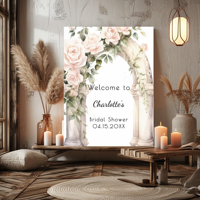 Póster Rosas de florines rosados y bienvenida a Bridal Sh (Subido por el creador)