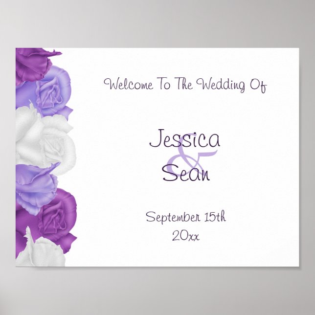 Póster Rosas de Herencia Chic Bienvenida de Boda (Frente)