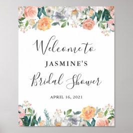 Póster Rosas de Jardín Femenino Floral Bridal Shower Rótu