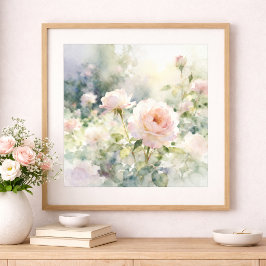 Póster Rosas de Jardín Rosadas Rubor