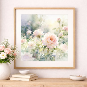 Póster Rosas de Jardín Rosadas Rubor